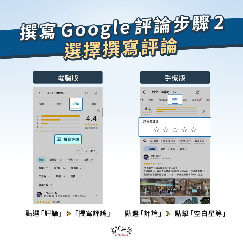 撰寫 Google 評論步驟 2:選擇撰寫評論